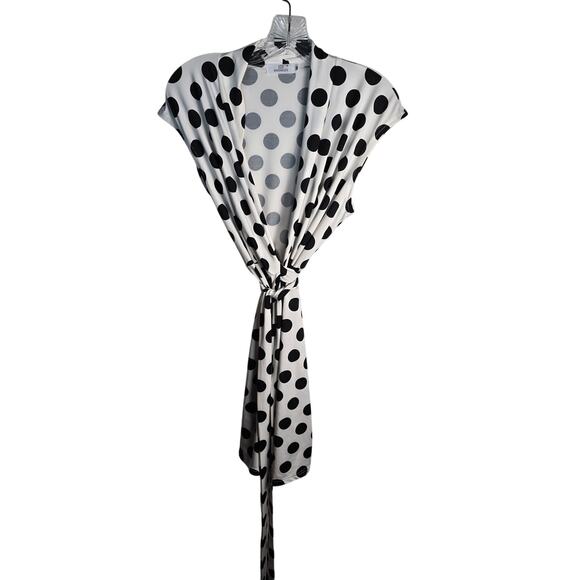 Miss Molly White Polka Dot Coverup Wrap‎ Dress Size Medium - Picture 1 of 6